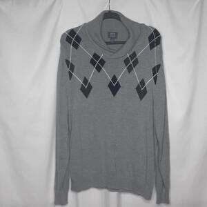 Joe Joseph Abboud Men's Argyle Pullover Shawl Collar Sweater Gray Black XL